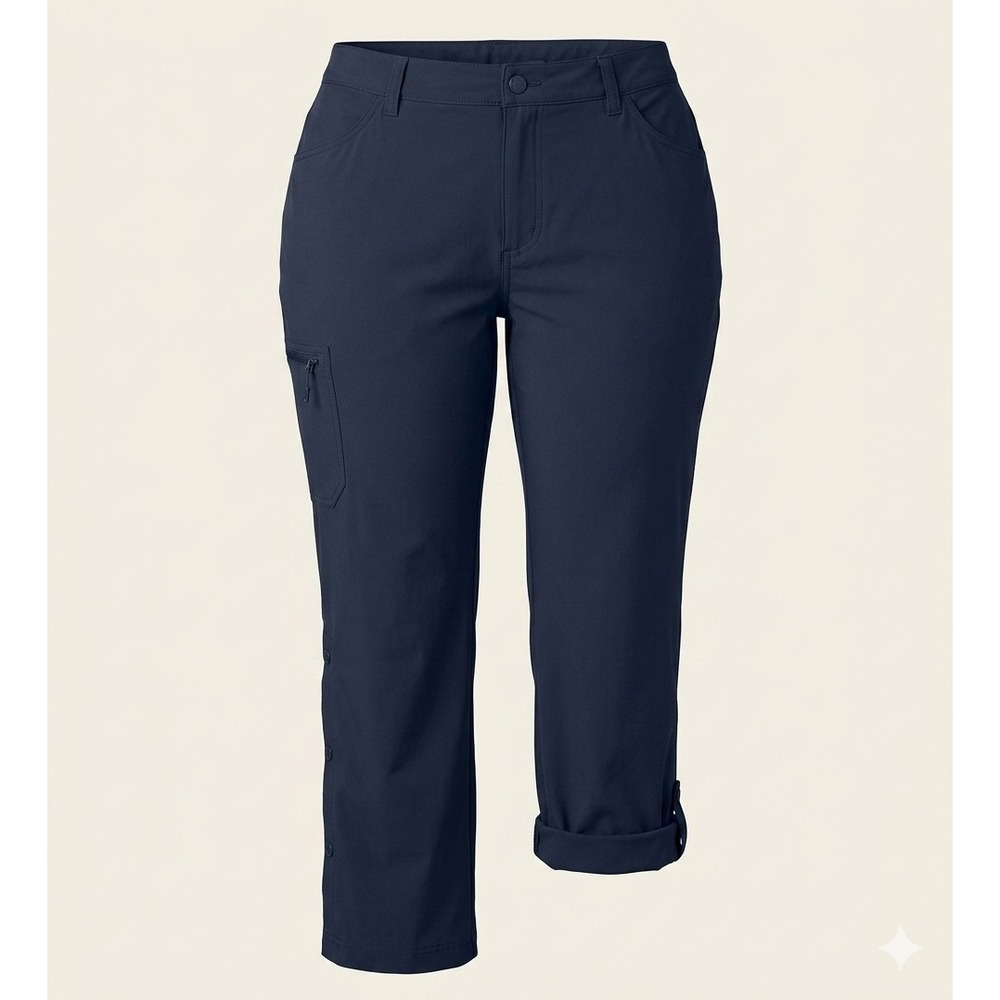 Eddie Bauer Womens Navy Blue Roll Up Cargo Hiking Pants XL 16 Straight Leg Hike